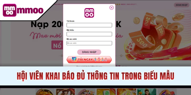 Khai báo đầy đủ dữ liệu đăng nhập MMOO